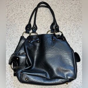 Black Faux Leather Portmons Purse